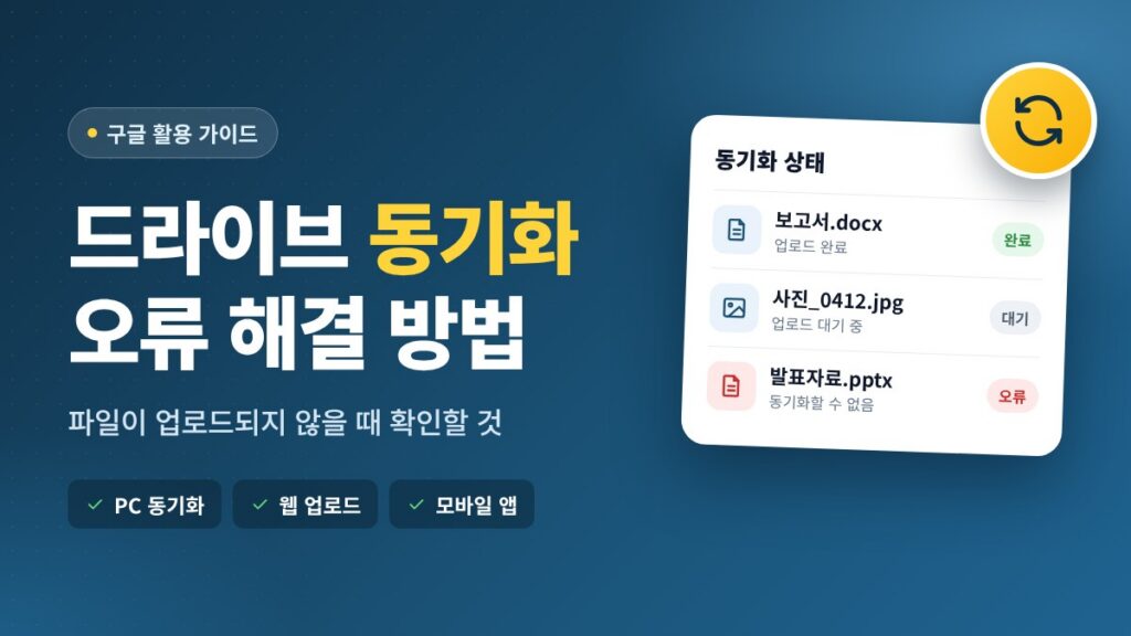 구글 드라이브 동기화 오류 해결 방법 파일이 업로드되지 않을 때